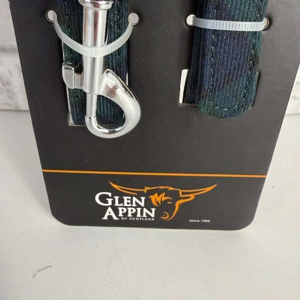 Glen Appin Green Blue Tartan Dog Collar & Lead Set NWT Size M
